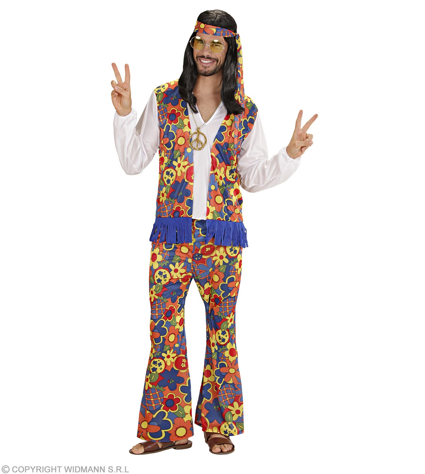 70er Jahre Hippiekostüm Hippie Kostüm Flower Power Gr L Schlagermove Outfit Mann 