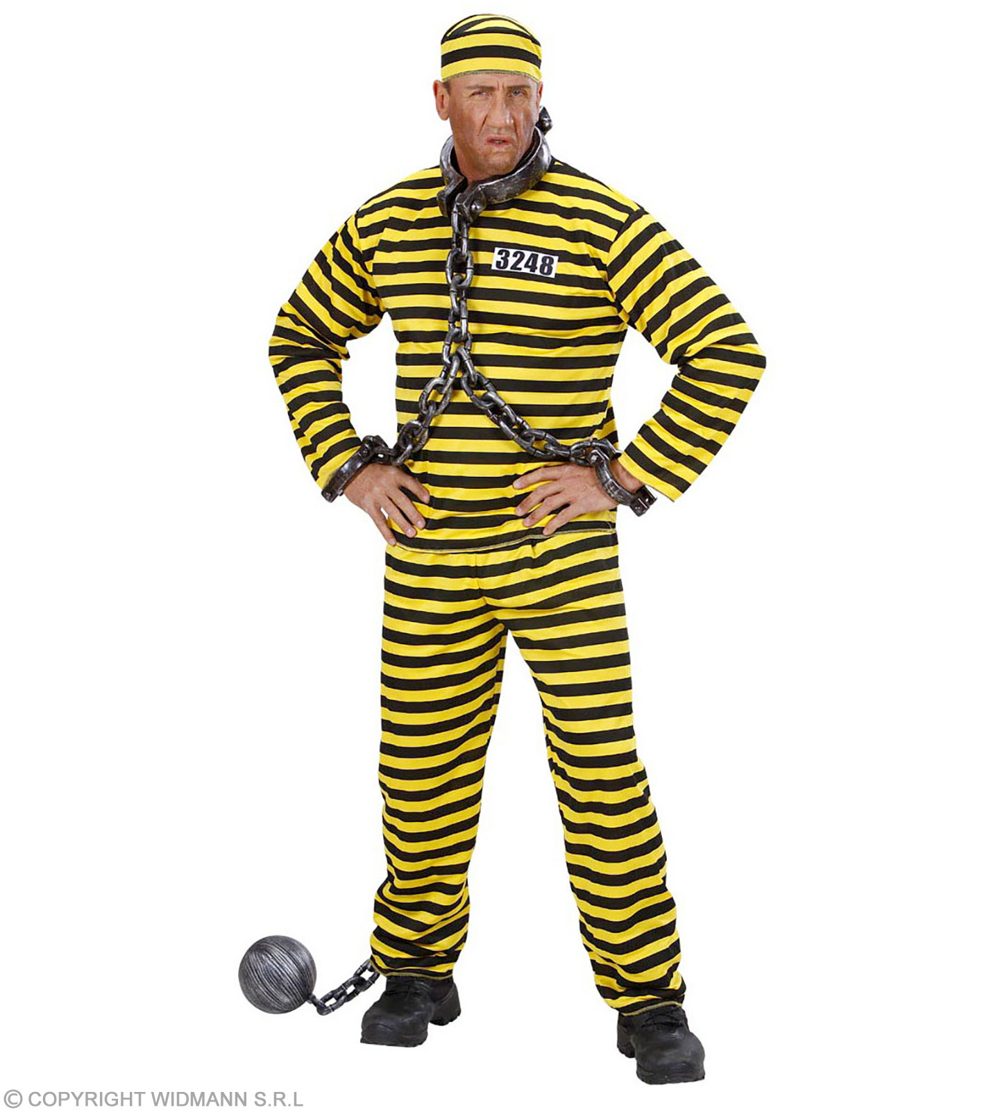 Kostüm Gefangener gelb schwarz Häfling Gr XL 