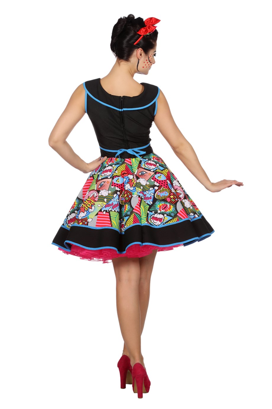 Damen Kleid Kostüm Pop Art - 38 - 56 - 50er Jahre Fasching Damenkleid