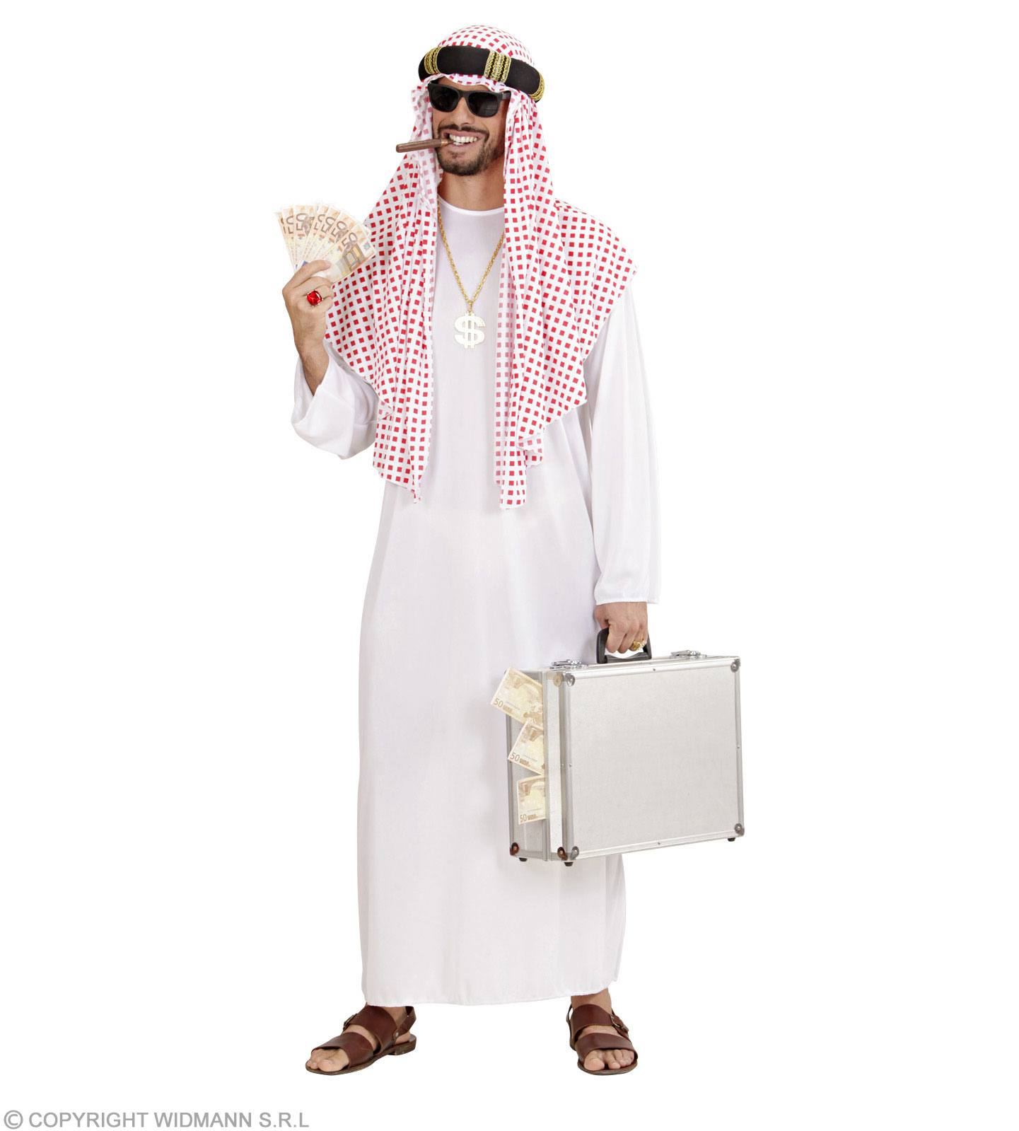 Kostüm Arabischer Scheich Größe M-XXL - Araber Turban rot-weiß