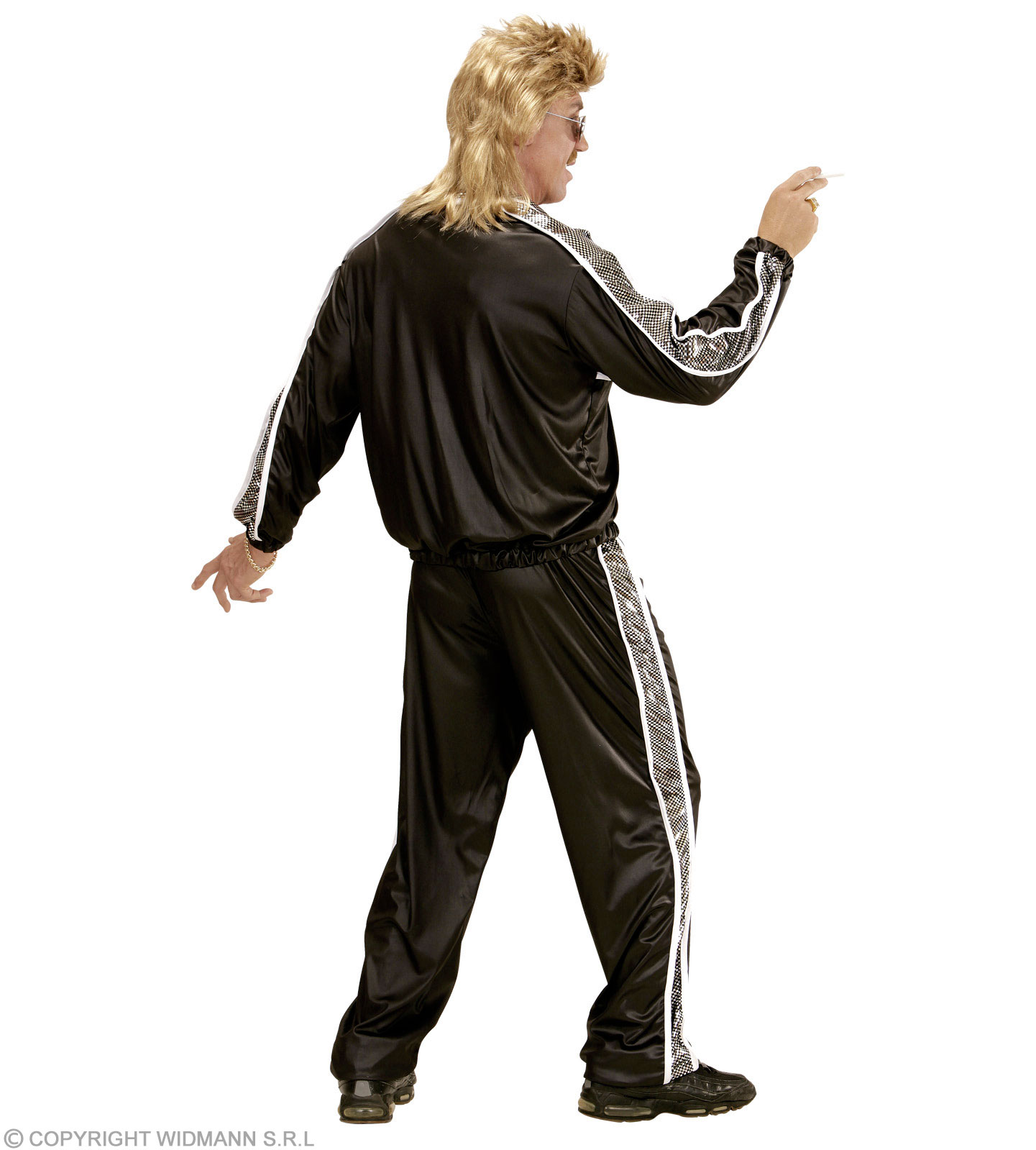 80er 90er Jahre Trainingsanzug - Jogginganzug schwarz 80ties Anzug Proll